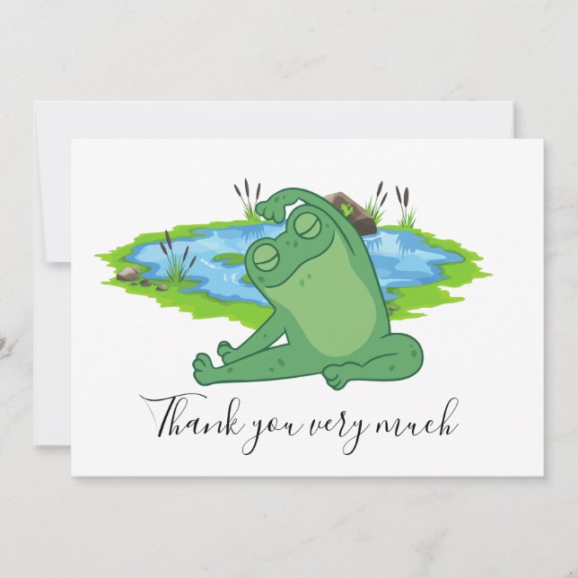 Frog Yoga Thank you card with pond background (Front)