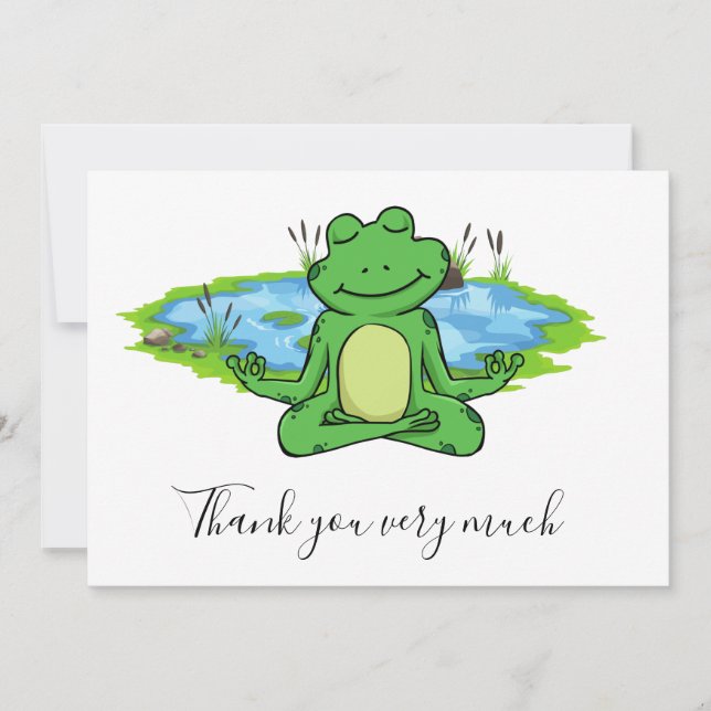 Frog Yoga Thank you card with pond background (Front)