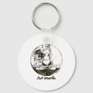 Frog Zen Yoga Just Breath Meditation Art Ink Keychain