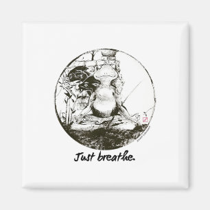 Frog Zen Yoga Just Breath Meditation Art Ink Magnet