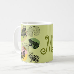 Frogcore and Mushrooms Lover Aesthetic Monogram Coffee Mug