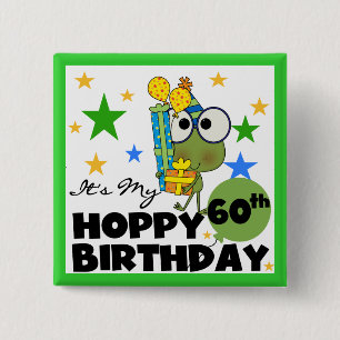 Froggie Hoppy 60th Birthday 2 Inch Square Button