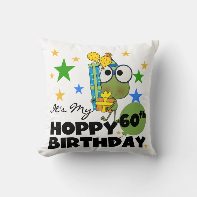 Froggie Hoppy 60th Birthday Throw Pillow (Front)