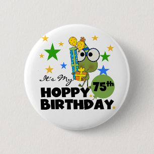 Froggie Hoppy 75th Birthday 2 Inch Round Button