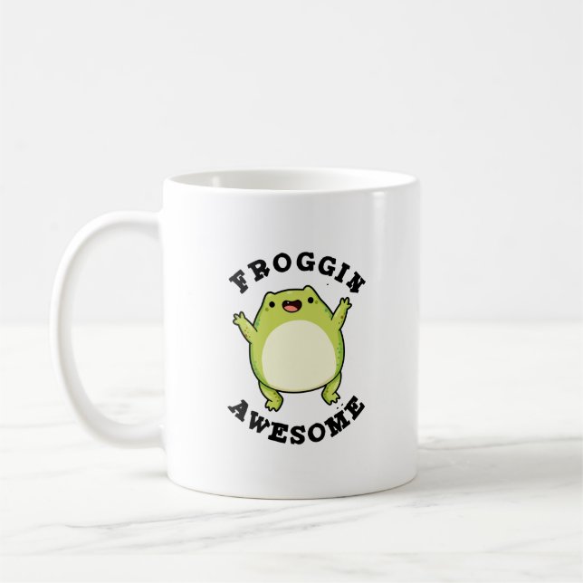 Froggin Awesome Funny Frog Pun  Coffee Mug (Left)