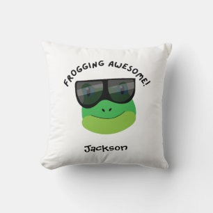 Frogging Awesome Throw Pillow