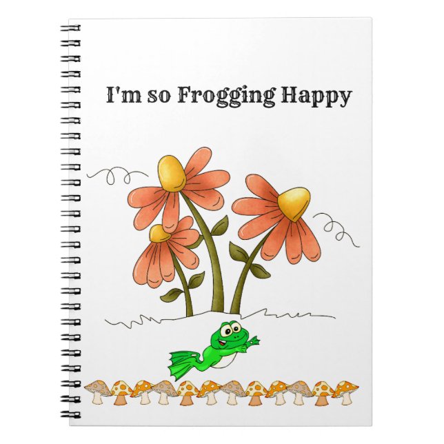 Frogging Happy Mushroom Notebook (Front)