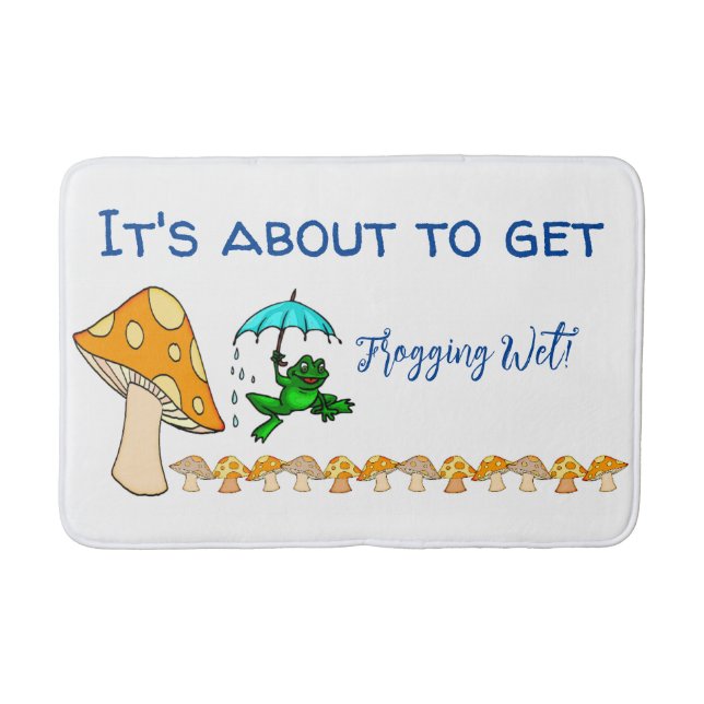 Frogging Wet! Mushroom Bathroom Bath Mat (Front)