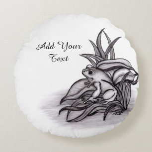 Froggy , Add Your Text Round Pillow
