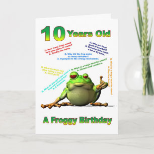 Froggy ami 10ème anniversaire carte avec des blagu