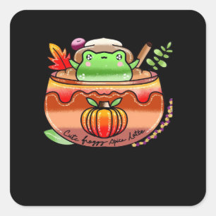 Froggy Delight Pumpkin Spice Latte Season Square Sticker