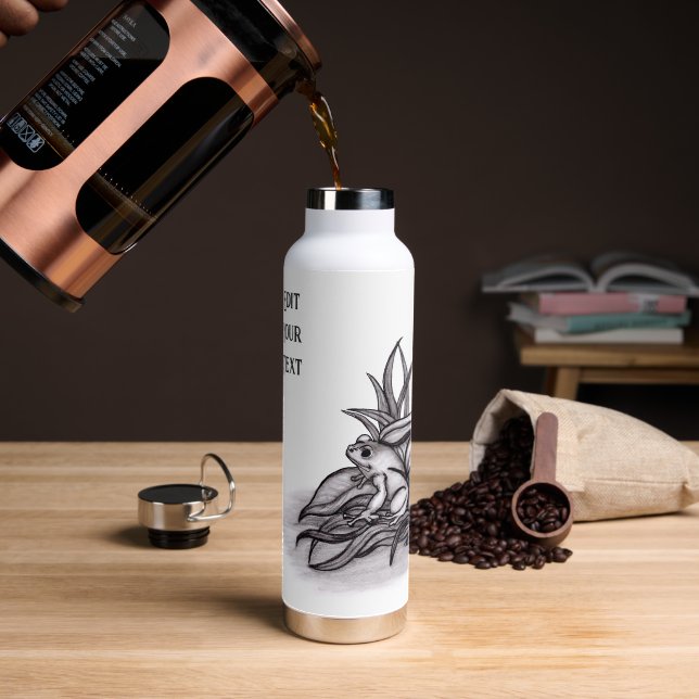 Froggy , Edit Your Text Water Bottle (Coffee)