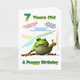 Froggy friend 7th birthday card with froggy jokes