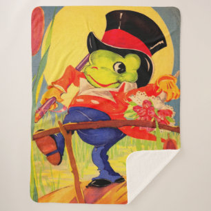 Froggy gone a-courtin’ sherpa blanket