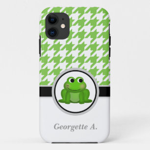 Froggy Green & White Houndstooth iPhone 5 Case