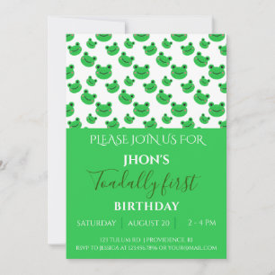 Froggy kids birthday party Green invitation