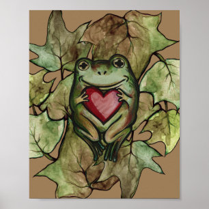 Froggy lover art fun frogs  and heart              poster