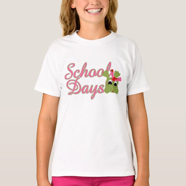 Froggy School Days pink T-Shirt (Front)
