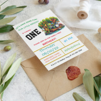 Froggy-Themed First Birthday Party  Invitation
