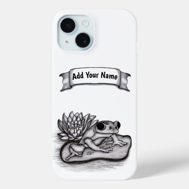 Froggy with Lotus Flower , Add Your Name Case-Mate iPhone Case (Back)