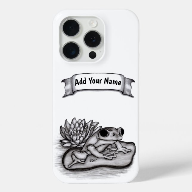 Froggy with Lotus Flower , Add Your Name Case-Mate iPhone Case (Back)