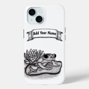 Froggy with Lotus Flower , Add Your Name iPhone 15 Case
