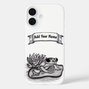 Froggy with Lotus Flower , Add Your Name iPhone 16 Case