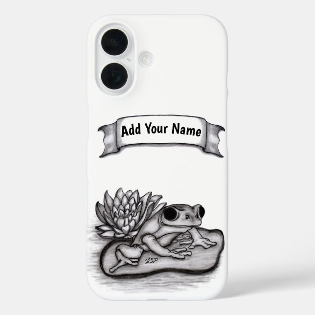 Froggy with Lotus Flower , Add Your Name Case-Mate iPhone Case (Back)