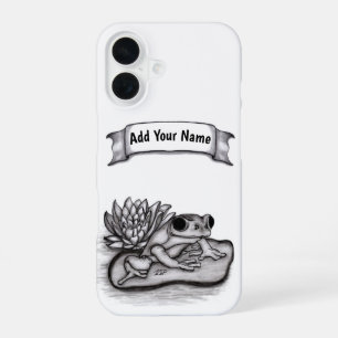 Froggy with Lotus Flower , Add Your Name iPhone 16 Case