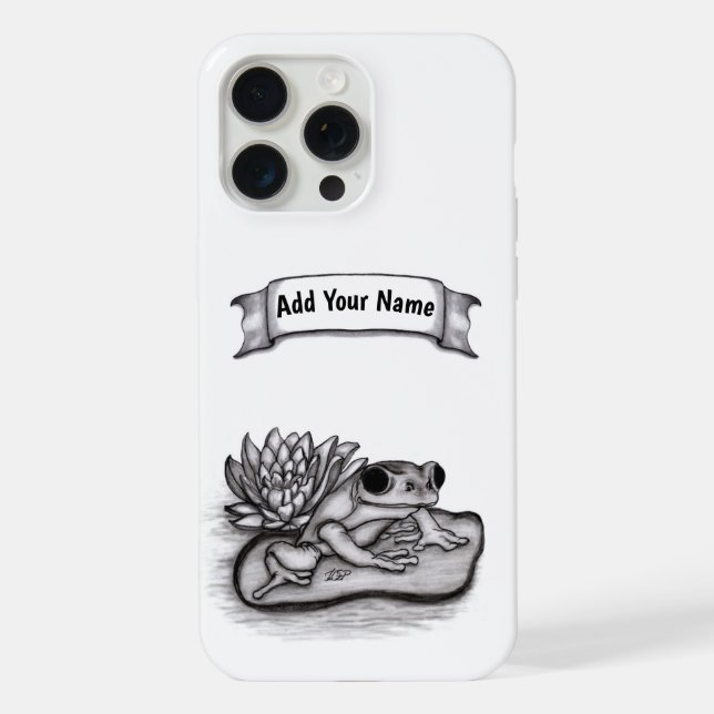 Froggy with Lotus Flower , Add Your Name iPhone Case (Back)