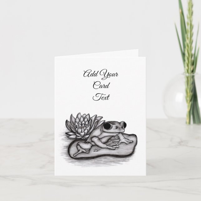Froggy with Lotus Flower, Add Your Text Card (Front)