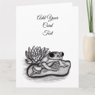 Froggy with Lotus Flower, Add Your Text Card
