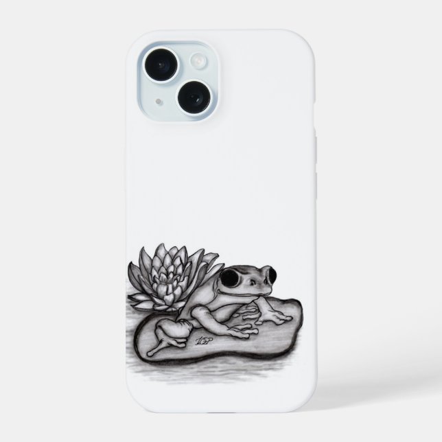 Froggy with Lotus Flower iPhone 15 Case (Back)