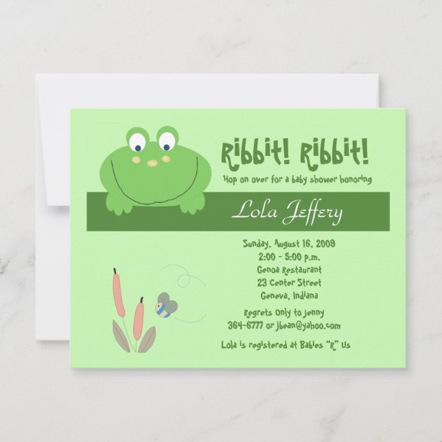 Froggyville Cute Frog Baby shower Invitation (Devant)