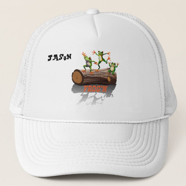 "Frog'n" Customizable  Trucker Hat (Front)