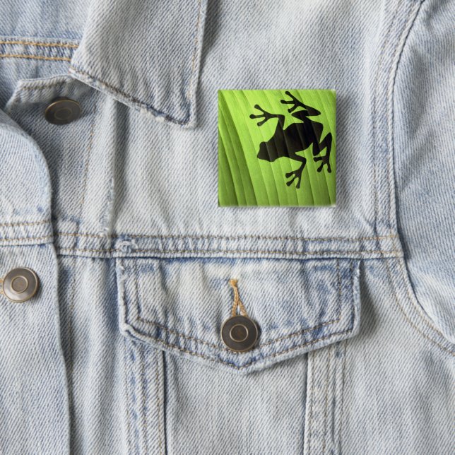 Frogs 2 Inch Square Button (In Situ)