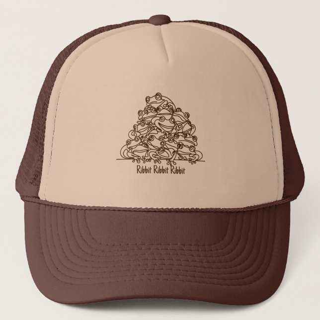 Frogs Abstract Brown Line Art Personalized  Trucker Hat (Front)