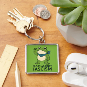 Frogs Against Fascism Portland Frog Protest Keychain
