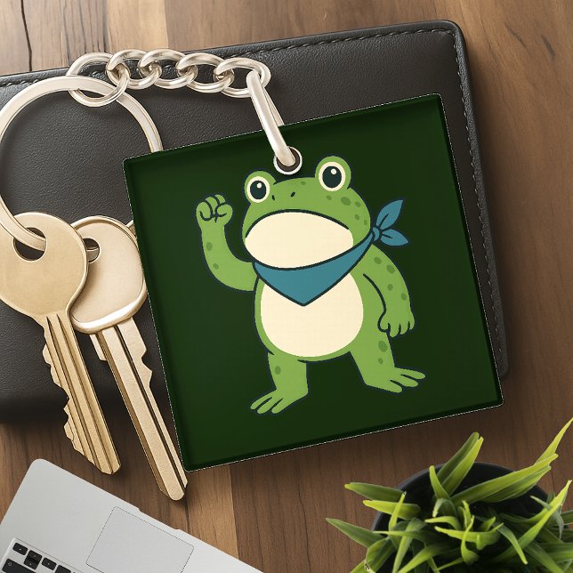 Frogs Against Fascism Portland Frog Protest Keychain (Creator Uploaded)