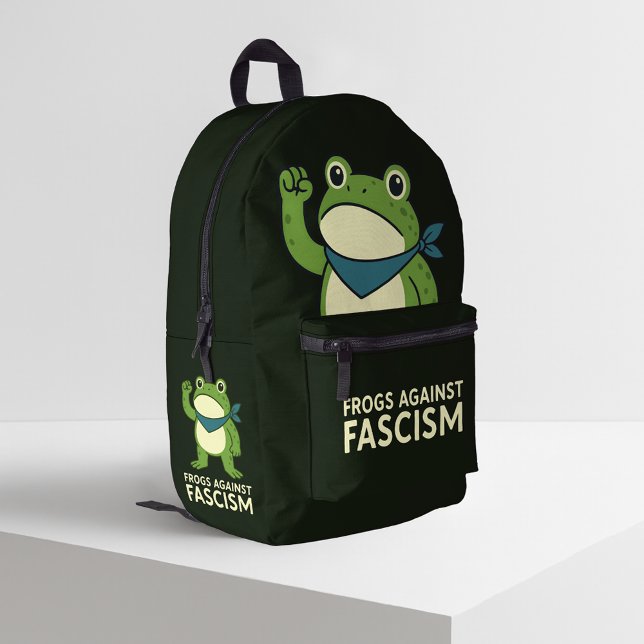Frogs Against Fascism Portland Frog Protest Printed Backpack (Creator Uploaded)