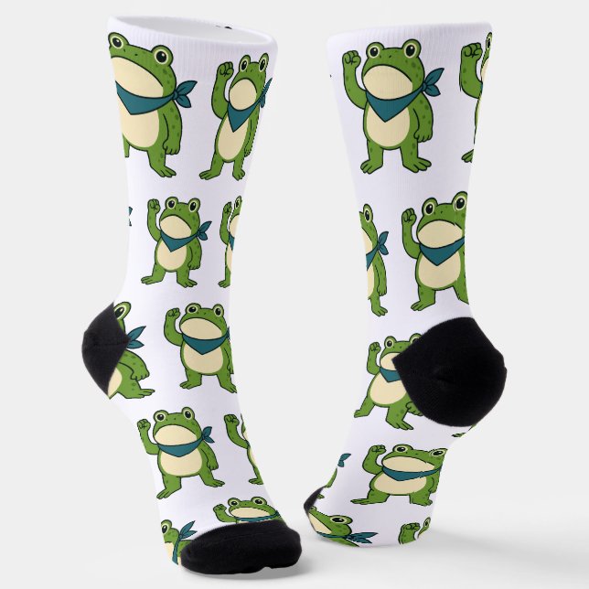 Frogs Against Fascism Portland Frog Protest Socks (Angled)