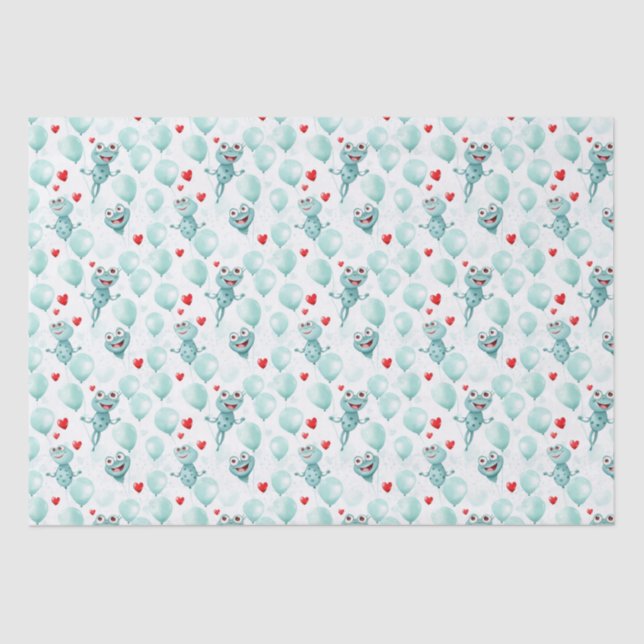 Frogs and hearts frogs as balloons tissue paper (Front)