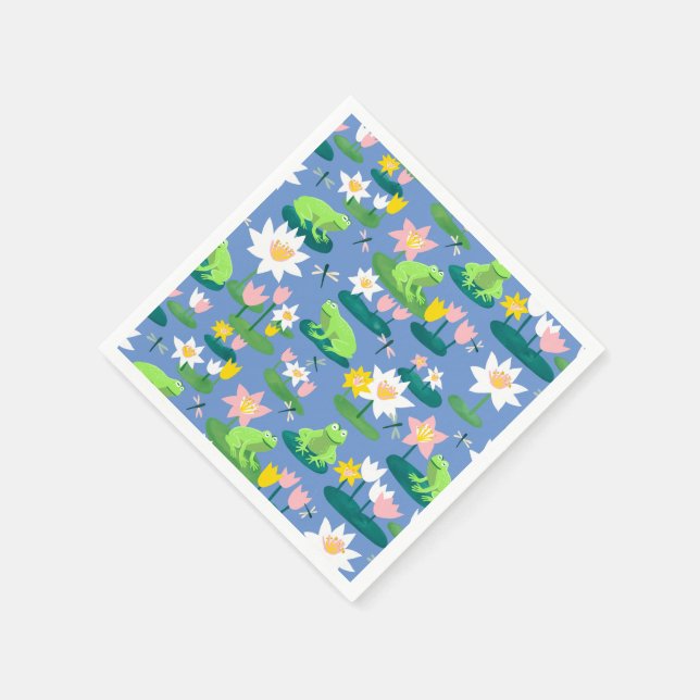Frogs and Lily Pads Cute BABY SHOWER Birthday Kids Napkin (Corner)