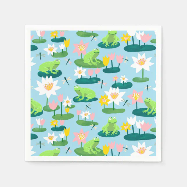 Frogs and Lily Pads Cute BABY SHOWER Birthday Kids Napkin Zazzle