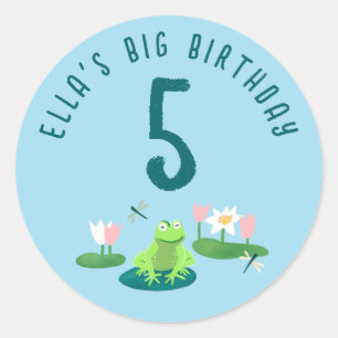 Frogs and Lily Pads Cute Birthday Kids CUSTOM Classic Round Sticker