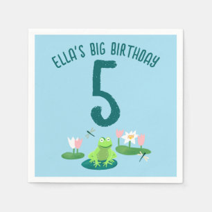 Frogs and Lily Pads Cute Birthday Kids CUSTOM Napkin