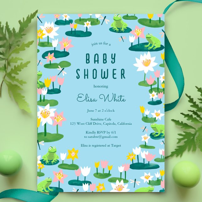 Frogs and Lily Pads Cute CUSTOM BABY SHOWER Invitation (Frogs and Lily Pads Cute CUSTOM BABY SHOWER Invitation
)
