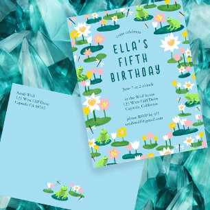 Frogs and Lily Pads Cute CUSTOM BIRTHDAY PARTY Postcard