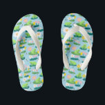 Frogs and Lily Pads Cute Custom Kid's Flip Flops<br><div class="desc">Cute whimsical flip flops makes a great kids birthday gift! FULLY CUSTOMIZABLE! Add your own text. Design is also available as towels, shower curtains, digital invitations, birthday cards, postcards, wrapping paper, baby bibs, pillows and more- check my shop! THANK YOU FOR SUPPORTING INDEPENDENT ARTISTS! All artwork and designs are created...</div>