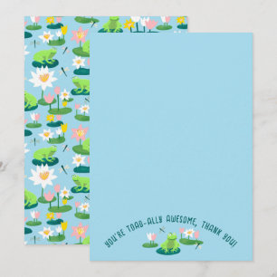 Frogs and Lily Pads Cute CUSTOM  Thank You Card